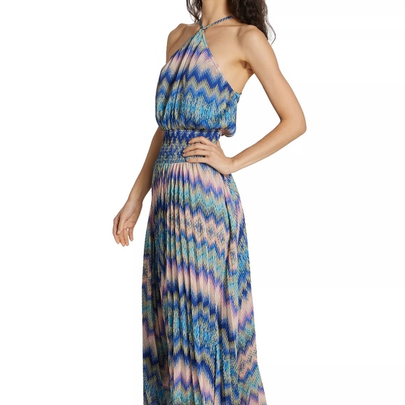 Ramy Brook Giana Chevron-Print Handkerchief Maxi Dress Size M - Picture 4 of 9